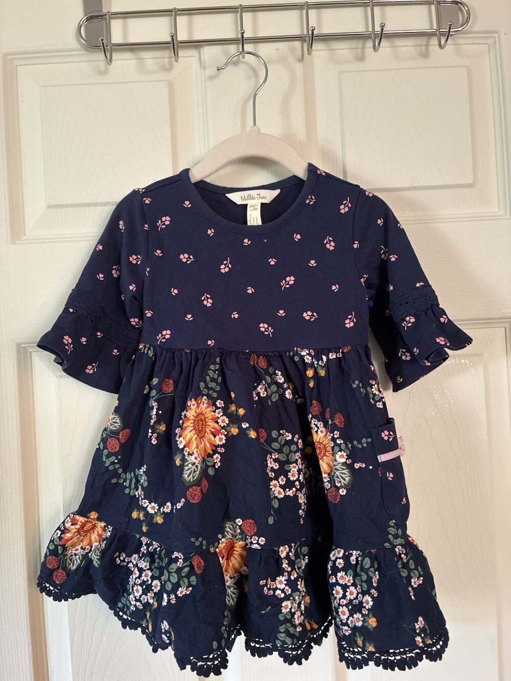 Matilda Jane Callista Floral Navy Blue Sunflower Dress Size 2